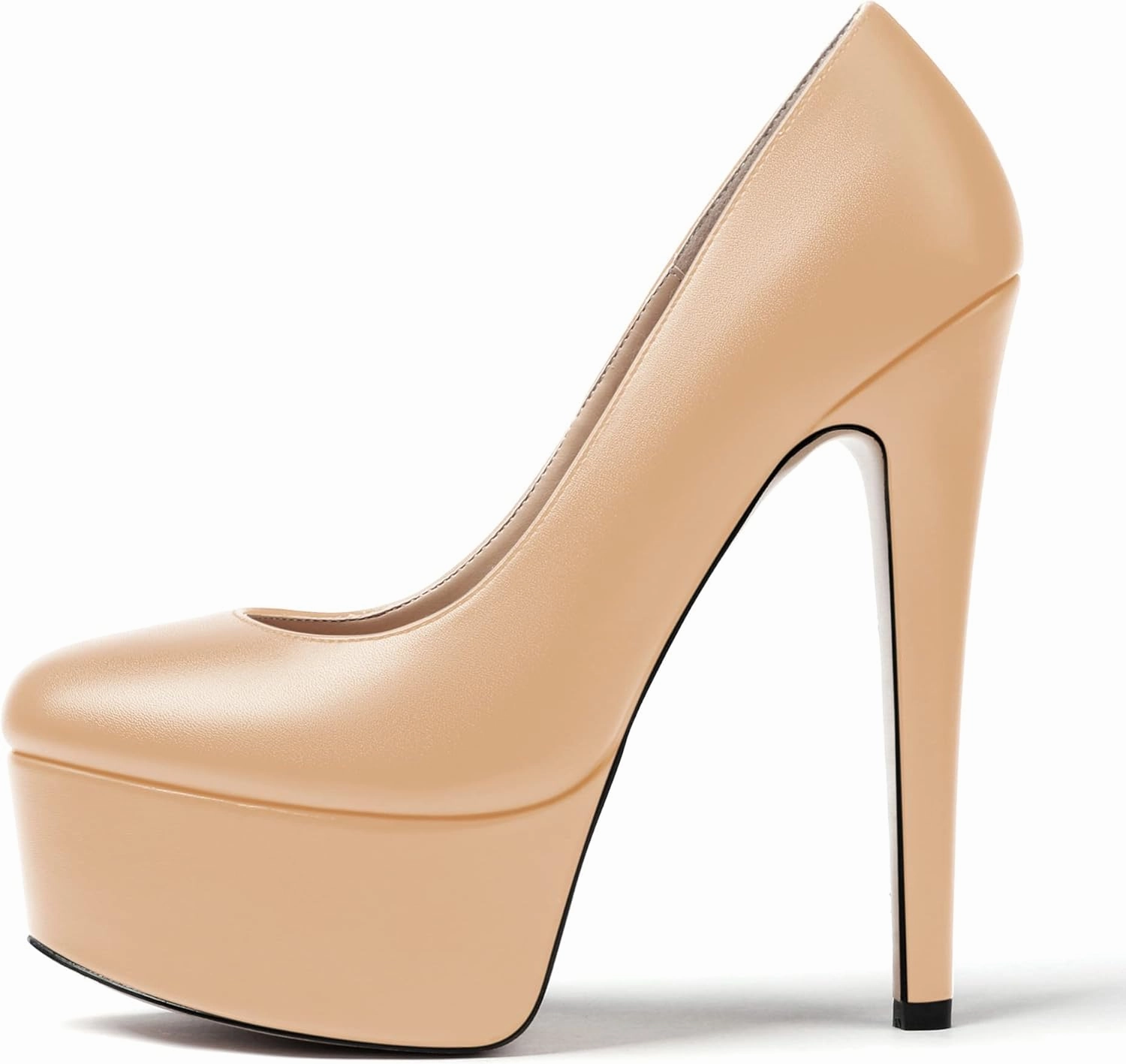 WAYDERNS Women's Round Toe Matte Solid Slip On Platform Stiletto High Heel Pumps Shoes 6 Inch