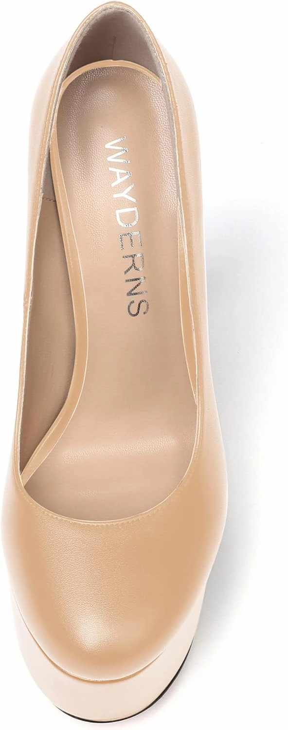 WAYDERNS Women's Round Toe Matte Solid Slip On Platform Stiletto High Heel Pumps Shoes 6 Inch