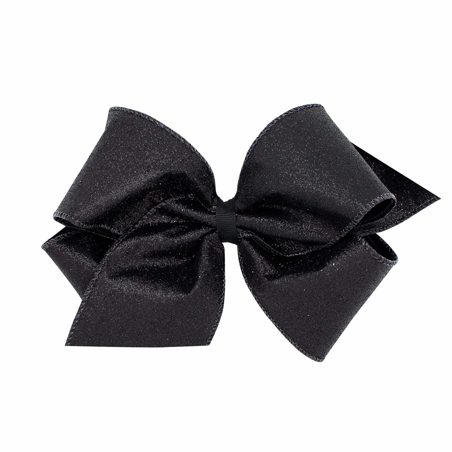 Wee Ones Party Glitter and Grosgrain Bow Overlay on a WeeStay No-Slip Hair Clip, King, Black