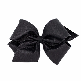Wee Ones Party Glitter and Grosgrain Bow Overlay on a WeeStay No-Slip Hair Clip, King, Black