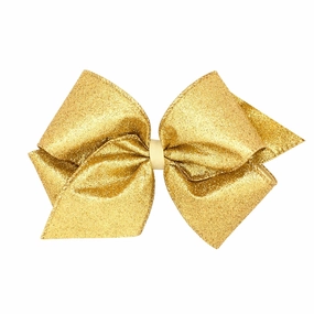 Wee Ones Party Glitter and Grosgrain Bow Overlay on a WeeStay No-Slip Hair Clip, King, Gold