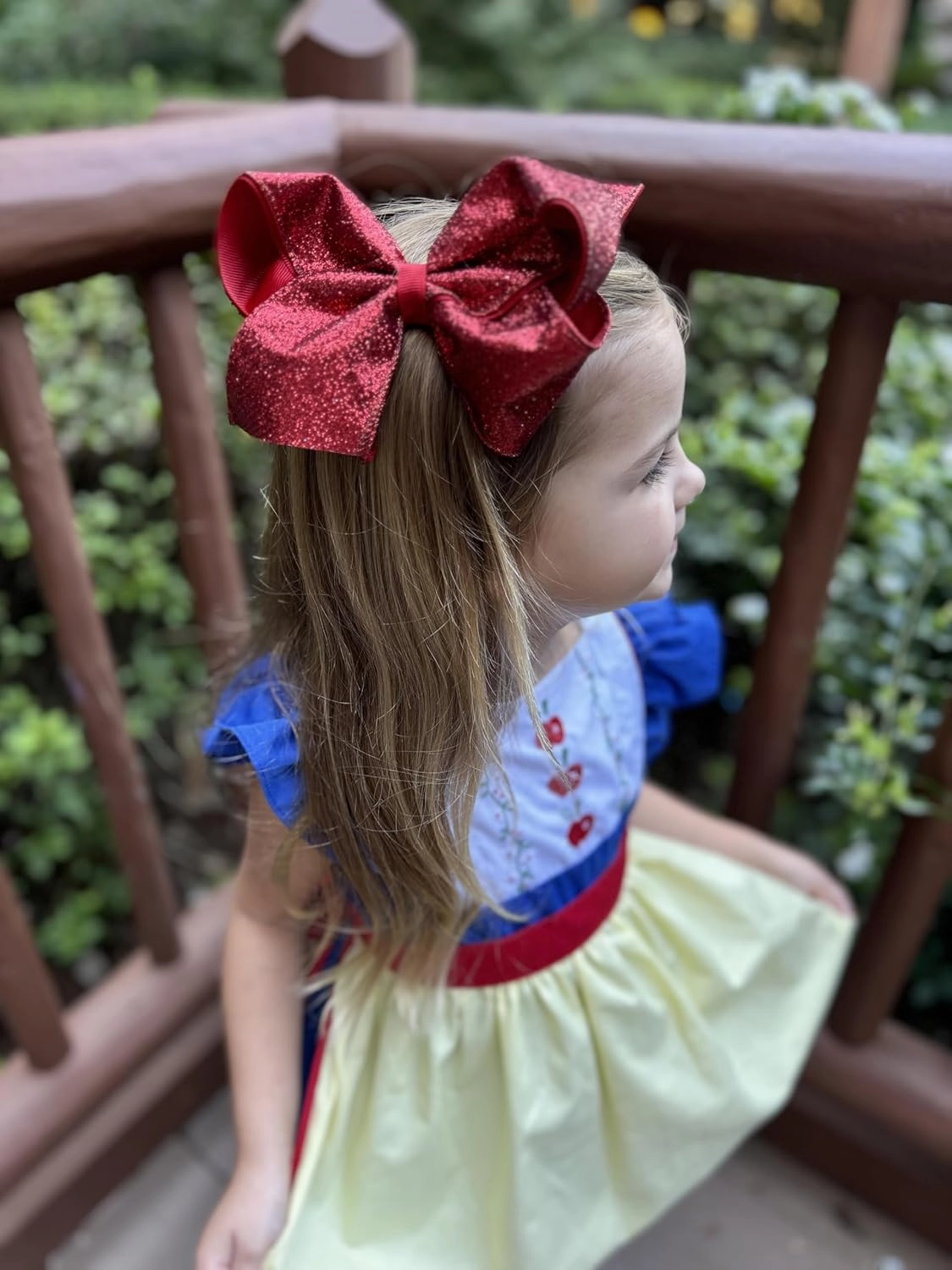 Wee Ones Party Glitter and Grosgrain Bow Overlay on a WeeStay No-Slip Hair Clip, King, Red