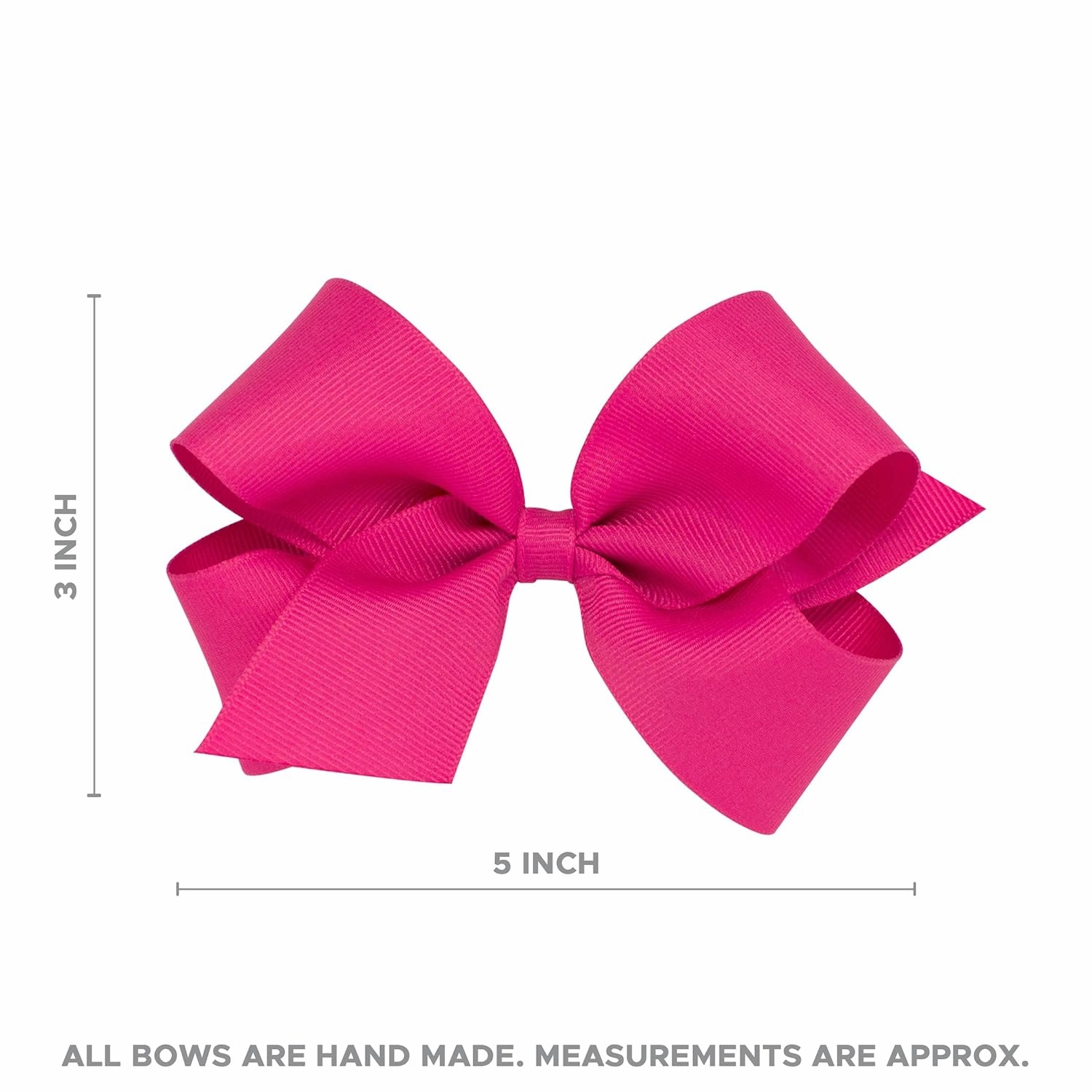 Wee Ones Party Glitter and Grosgrain Bow Overlay on a WeeStay No-Slip Hair Clip, Medium, Fuchsia