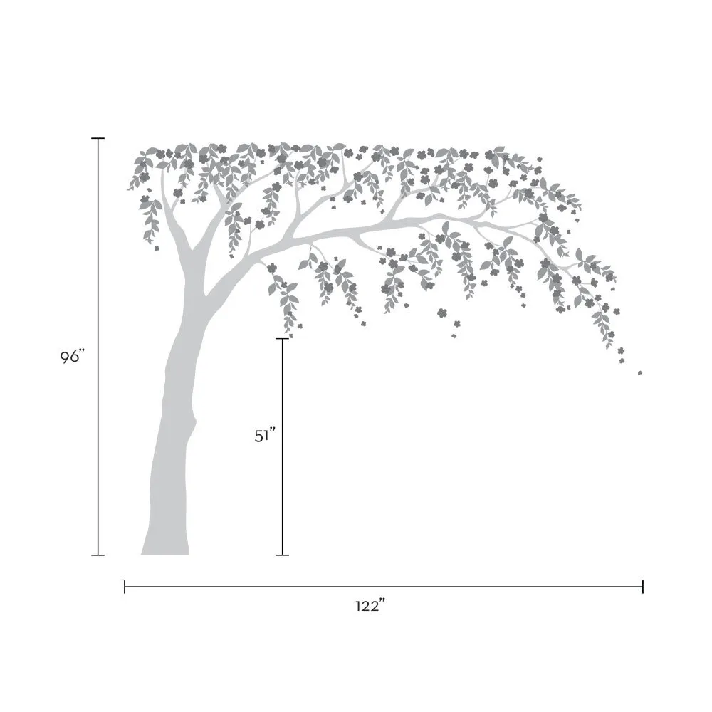 Weeping Willow Tree Decal with Cherry Blossoms - Scheme B - by Simple Shapes ®