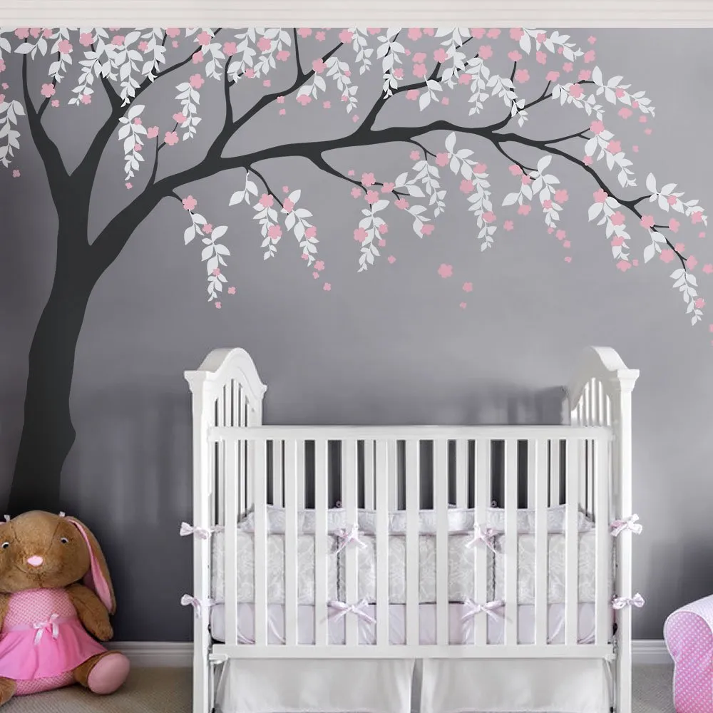 Weeping Willow Tree Decal with Cherry Blossoms - Scheme B - by Simple Shapes ®