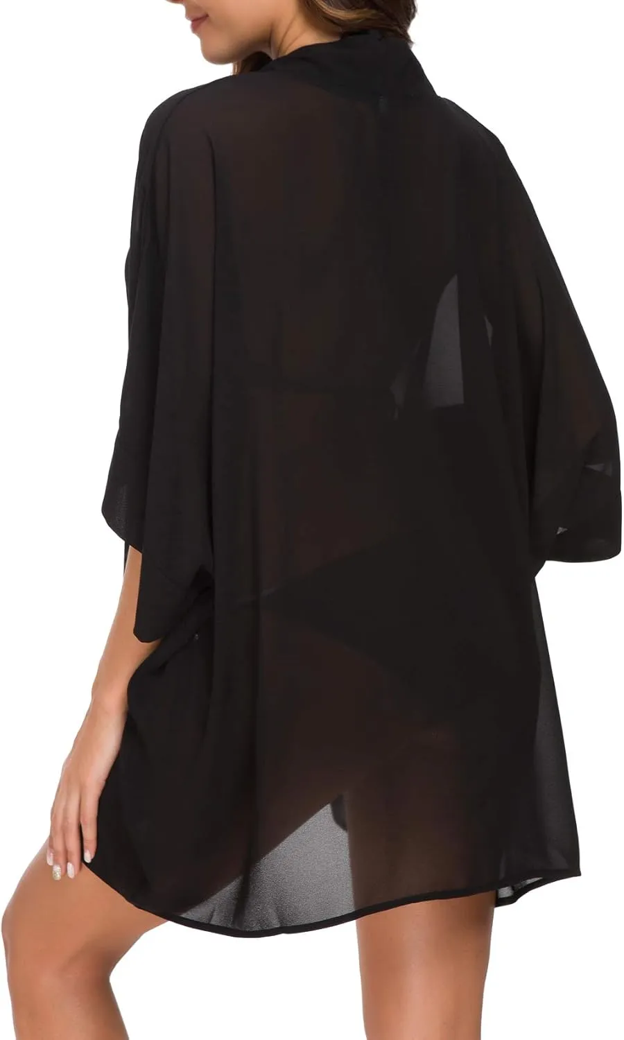 WEIYAN Women's Tops Loose Chiffon Kimono Cardigan Beach Swim Cover up Blouse
