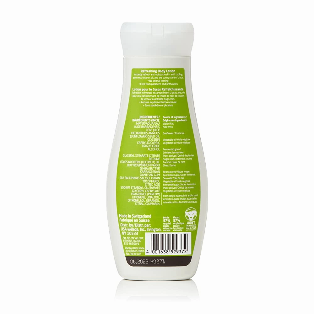 Weleda Refreshing Citrus Body Lotion, 6.8 Fluid Ounce, Plant Rich Moisturizer with Aloe Vera and Coconut Oil (Pack of 2)