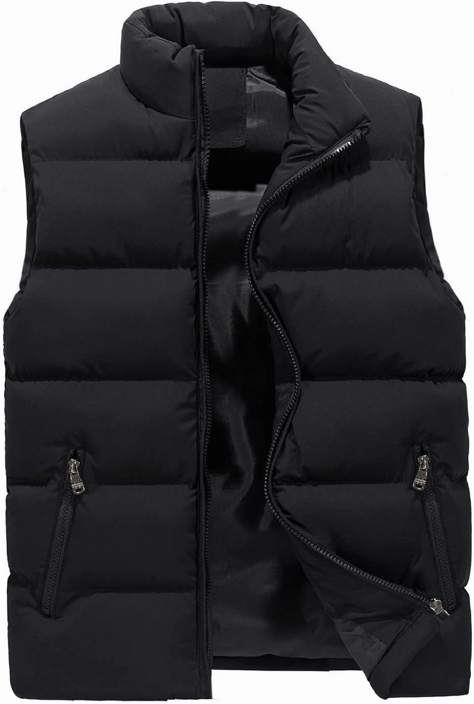 WENKOMG1 Winter Puffer Vest For Men,Lightweight Packable Ski Vest Zip Up Sleeveless Water Resistant Outerwear
