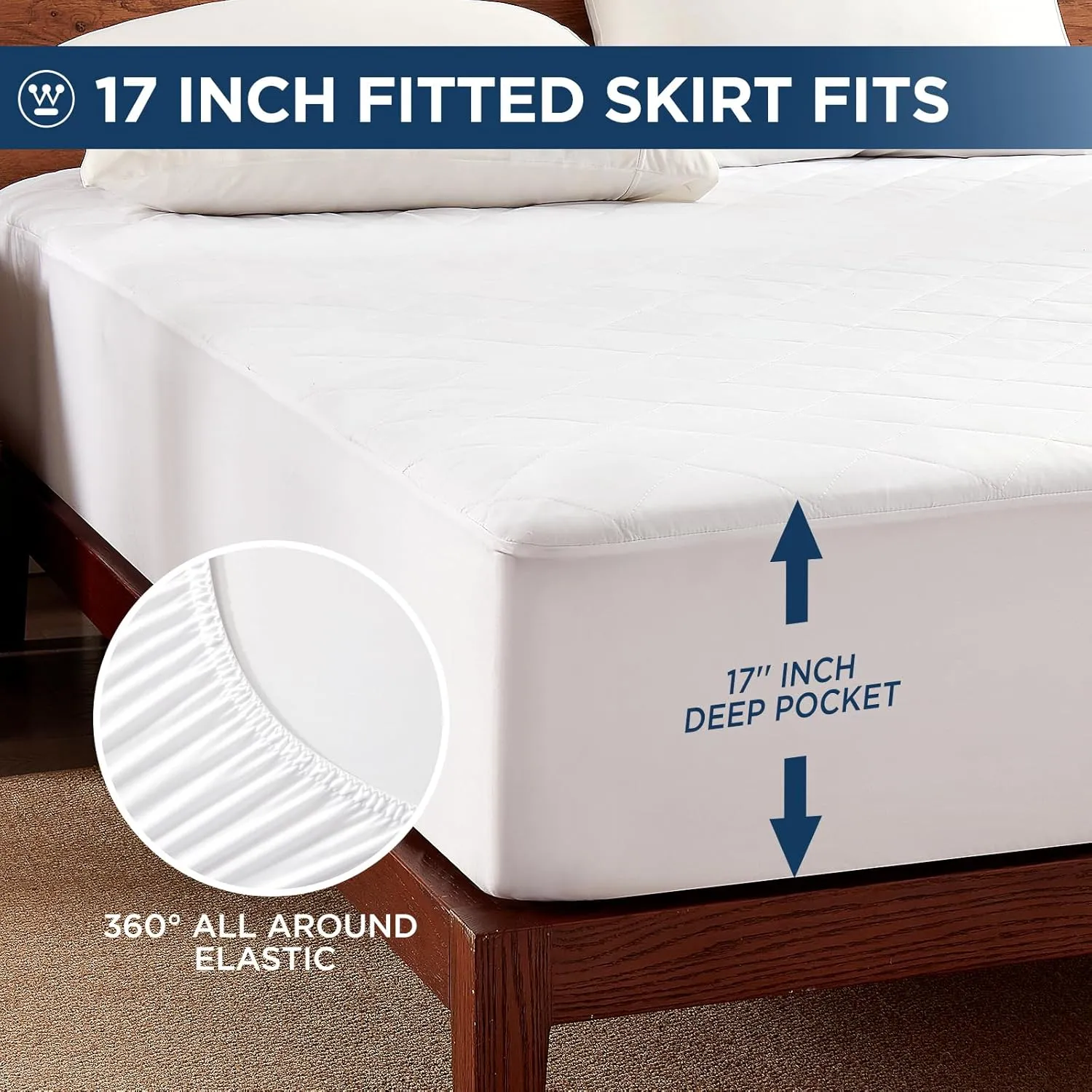 Westinghouse Cal King Size Heated Mattress Pad, Luxury Quilted Electric Bed Warmer with10 Heat Settings Controller & 1-12 Hours Auto Off, Fit Up to 17" Deep Pocket, Machine Washable, 72x84 Inch