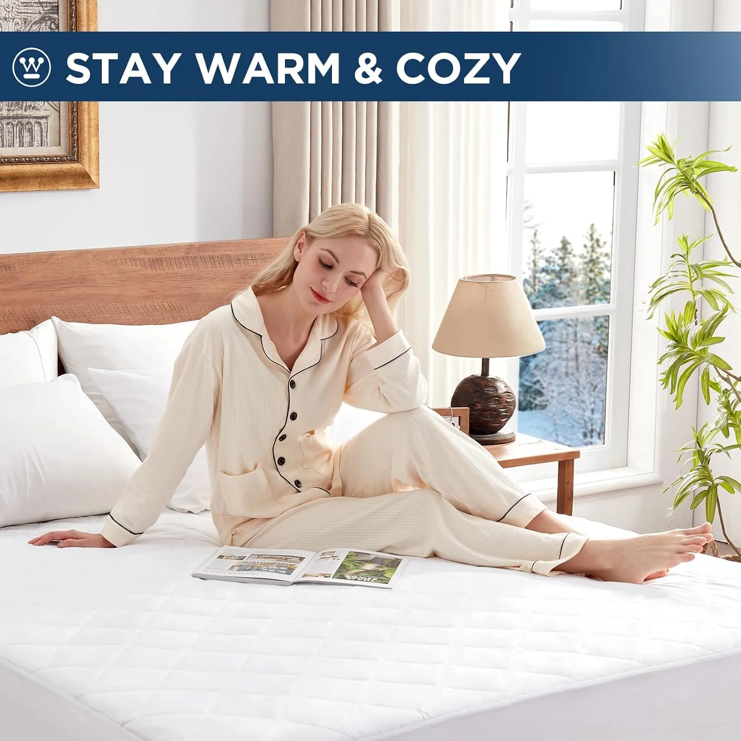 Westinghouse Cal King Size Heated Mattress Pad, Luxury Quilted Electric Bed Warmer with10 Heat Settings Controller & 1-12 Hours Auto Off, Fit Up to 17" Deep Pocket, Machine Washable, 72x84 Inch