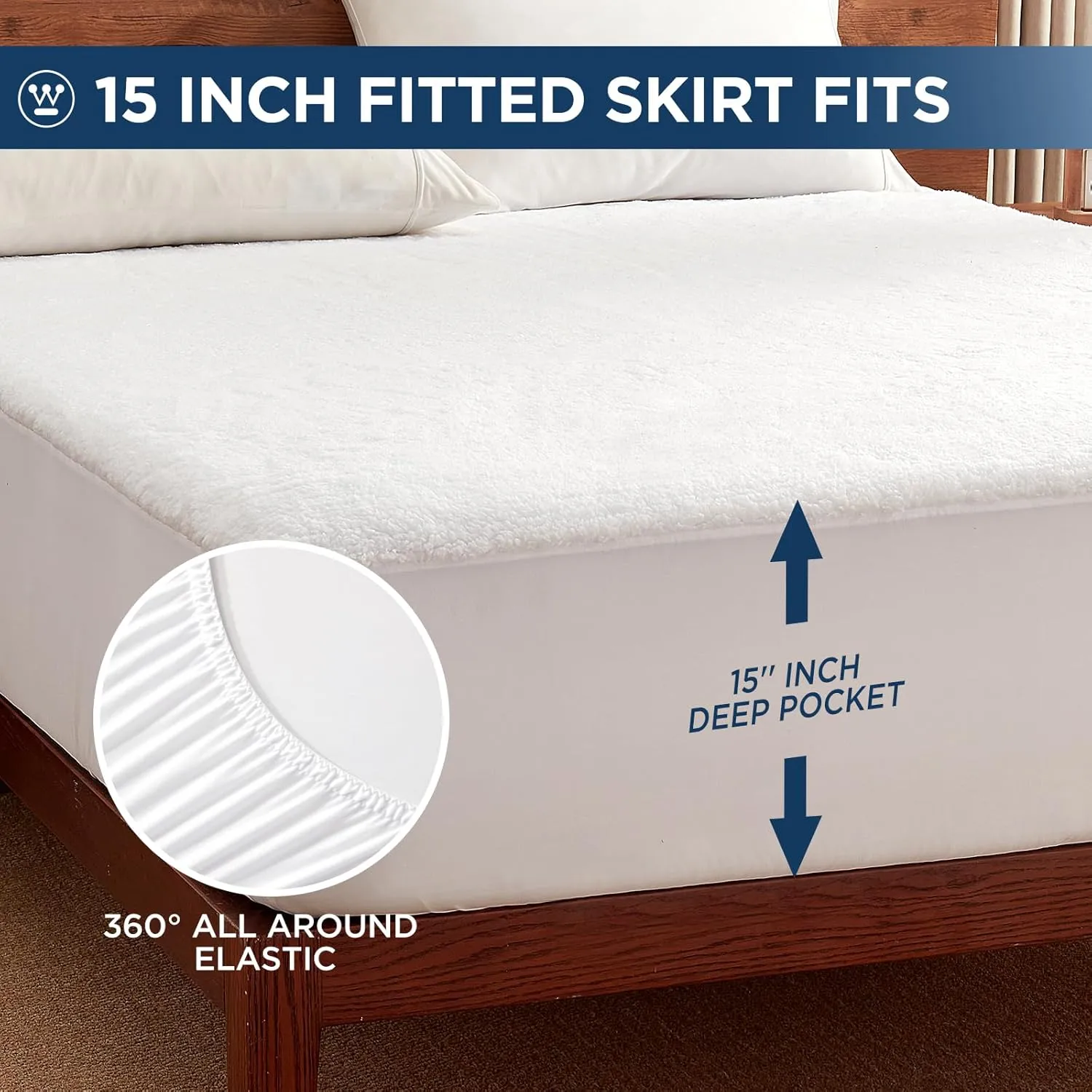 Westinghouse Twin Size Heated Mattress Pad, Soft Sherpa Bed Warmer Electric Mattress Cover with 10 Heat Settings, 1-12H Auto Shut Off, Fit Up to 15" Deep Pocket, Machine washabke, 39x75 Inch