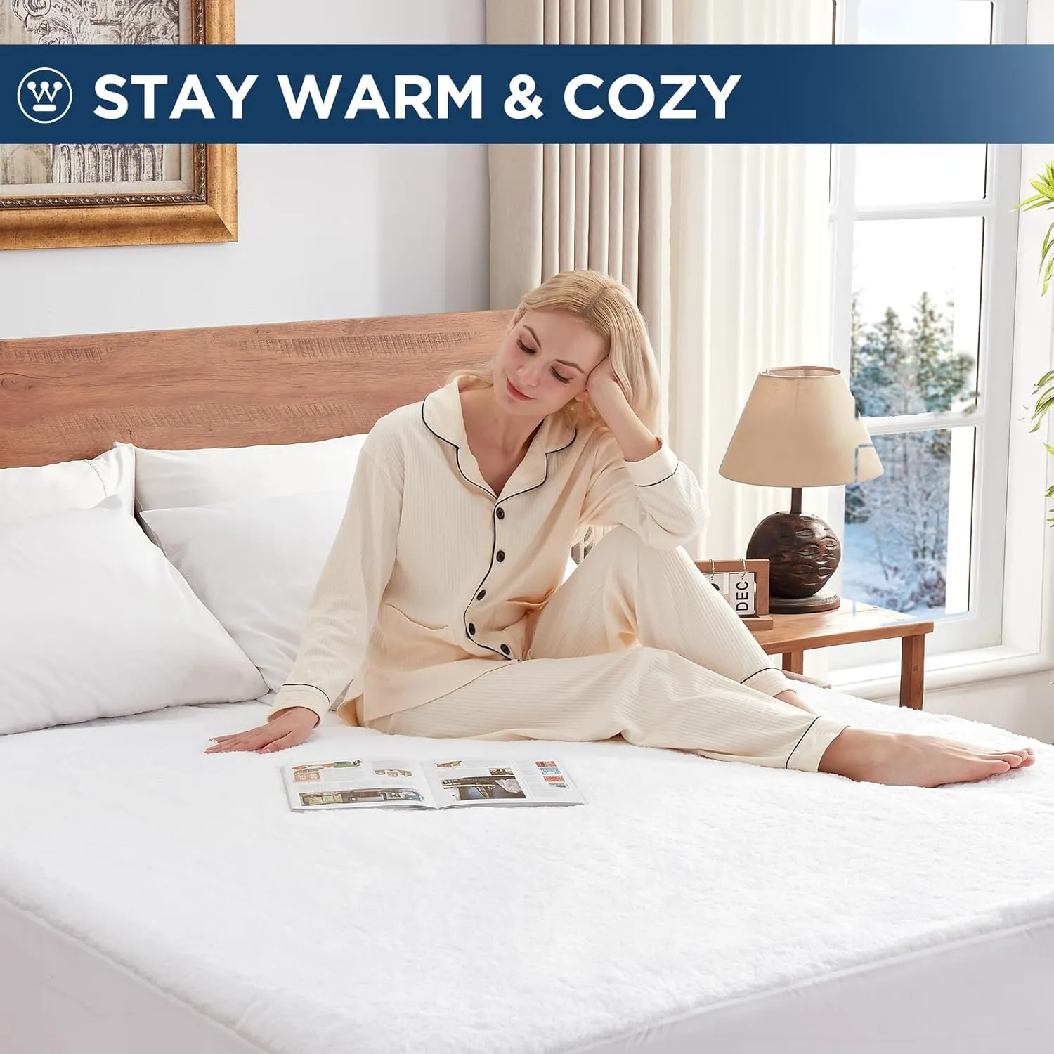 Westinghouse Twin Size Heated Mattress Pad, Soft Sherpa Bed Warmer Electric Mattress Cover with 10 Heat Settings, 1-12H Auto Shut Off, Fit Up to 15" Deep Pocket, Machine washabke, 39x75 Inch
