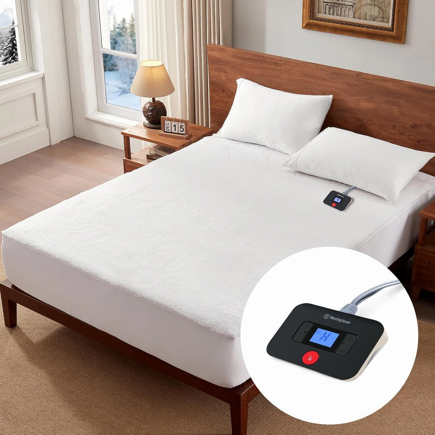 Westinghouse Twin Size Heated Mattress Pad, Soft Sherpa Bed Warmer Electric Mattress Cover with 10 Heat Settings, 1-12H Auto Shut Off, Fit Up to 15" Deep Pocket, Machine washabke, 39x75 Inch