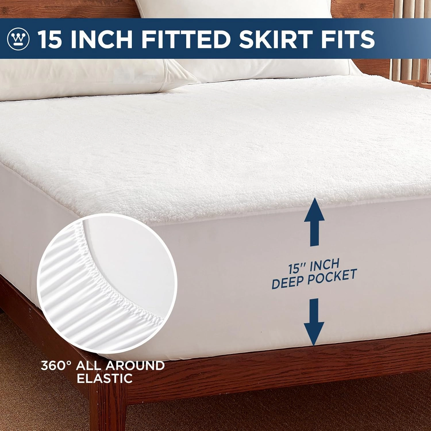 Westinghouse Twin Size Heated Mattress Pad, Soft Sherpa Bed Warmer Electric Mattress Cover with 10 Heat Settings, 1-12H Auto Shut Off, Fit Up to 15" Deep Pocket, Machine washabke, 39x75 Inch