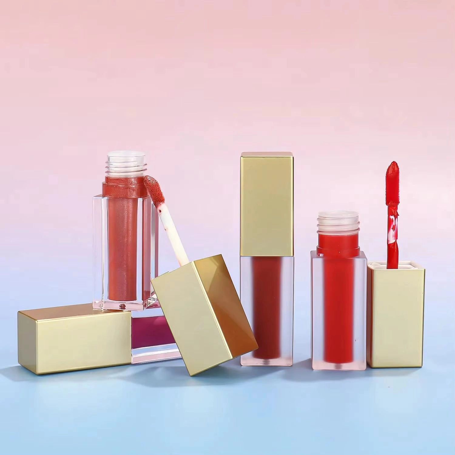 Wholesale Gold Lipgloss Private Label More than 150 Shades Vegan Matte Liquid Lipstick Custom Glossy Lip Gloss Tubes