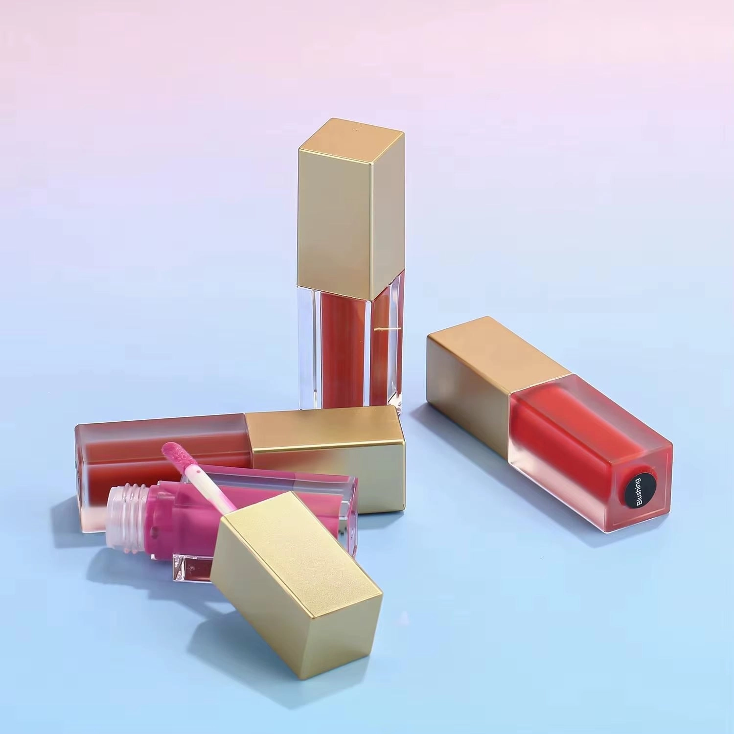 Wholesale Gold Lipgloss Private Label More than 150 Shades Vegan Matte Liquid Lipstick Custom Glossy Lip Gloss Tubes