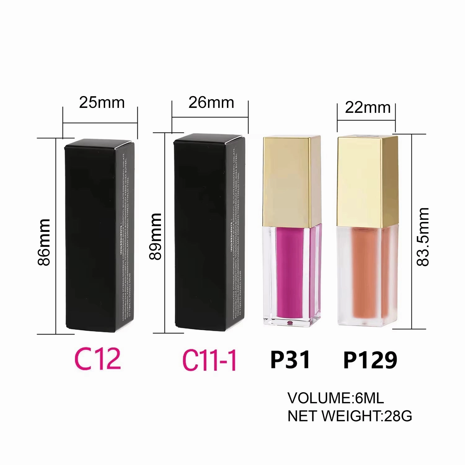 Wholesale Gold Lipgloss Private Label More than 150 Shades Vegan Matte Liquid Lipstick Custom Glossy Lip Gloss Tubes