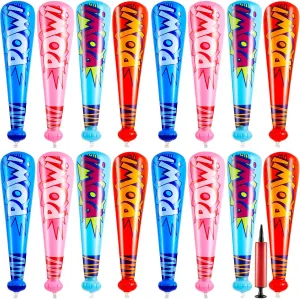 WILLBOND 18 Pcs Pow Inflatable Baseball Bat 17'' Inflatable Toy Bat Baseball Party Favors Goodie Bag Stuffers Carnival Prizes Games Birthday Party Supplies(4 Colors)