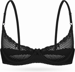 Wingslove Women's See Through Lace Balconette Sexy Unlined Demi Cup Underwire Non-Padded Lingerie