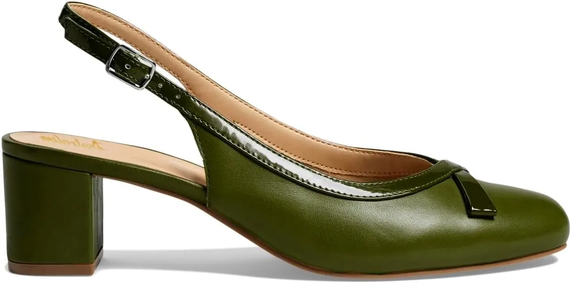 Women Slingback Chunky Heel Pumps Bow Round Toe Slip On Dress Sandals Heels Closed Toe 2 inch Mid Block Heel Dress Shoes Slingback Buckle Matte Cute Elegant Chic 4-11 M US
