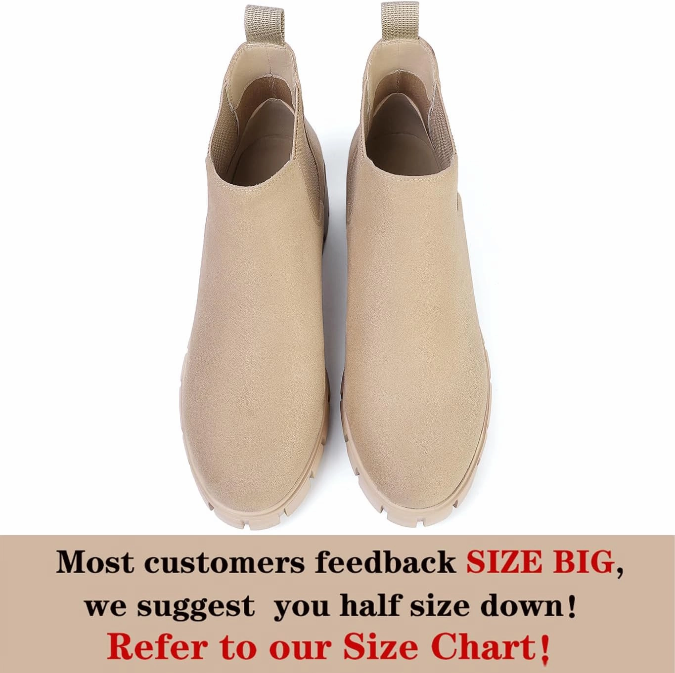Women Chelsea Boots Comfortable Lug Sole Slip On Ankle Booties