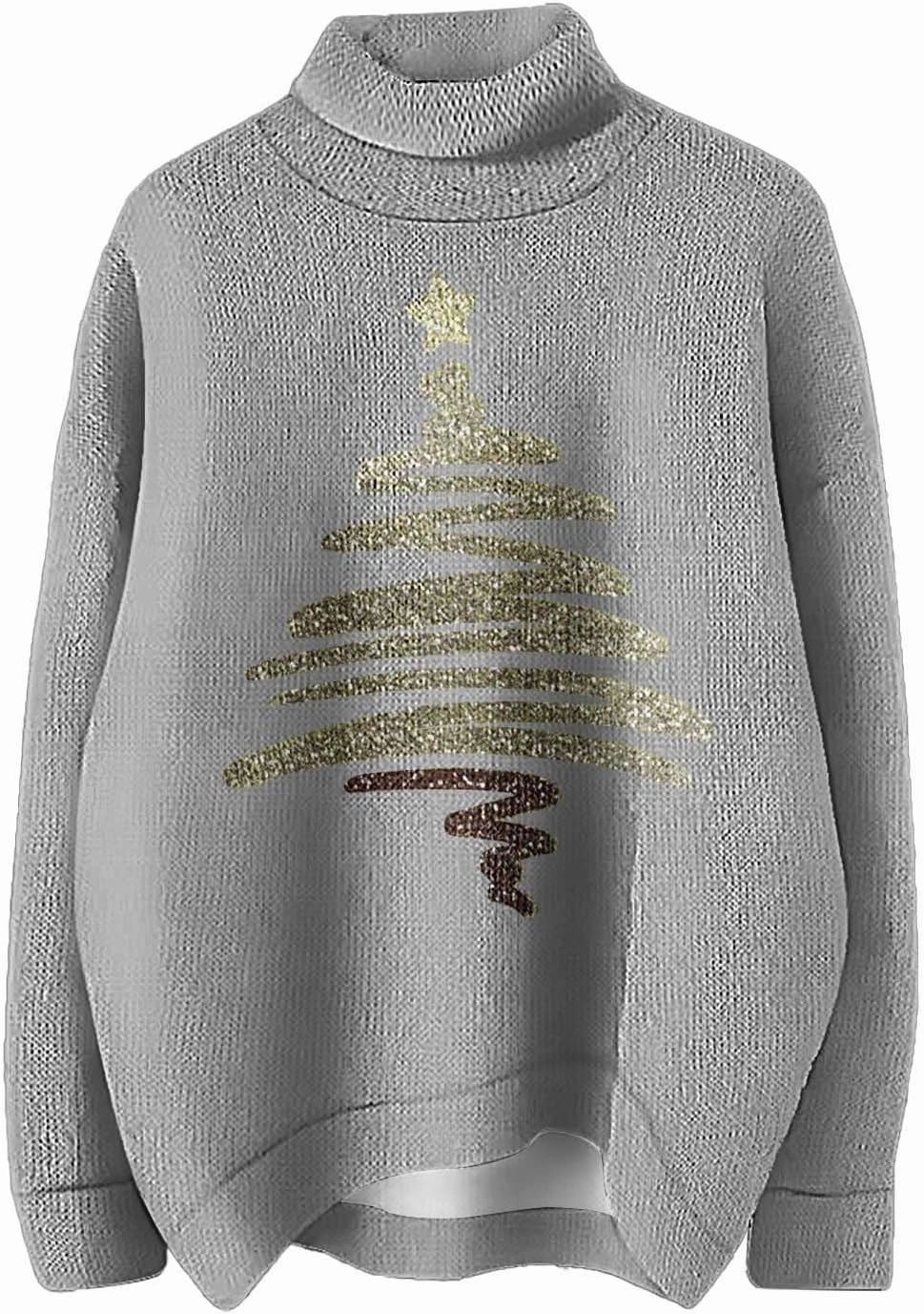 Women Merry Christmas Sweaters Turtleneck Long Sleeve Print Knitted Pullover Y2K Christmas Sweater Hoilday Tops