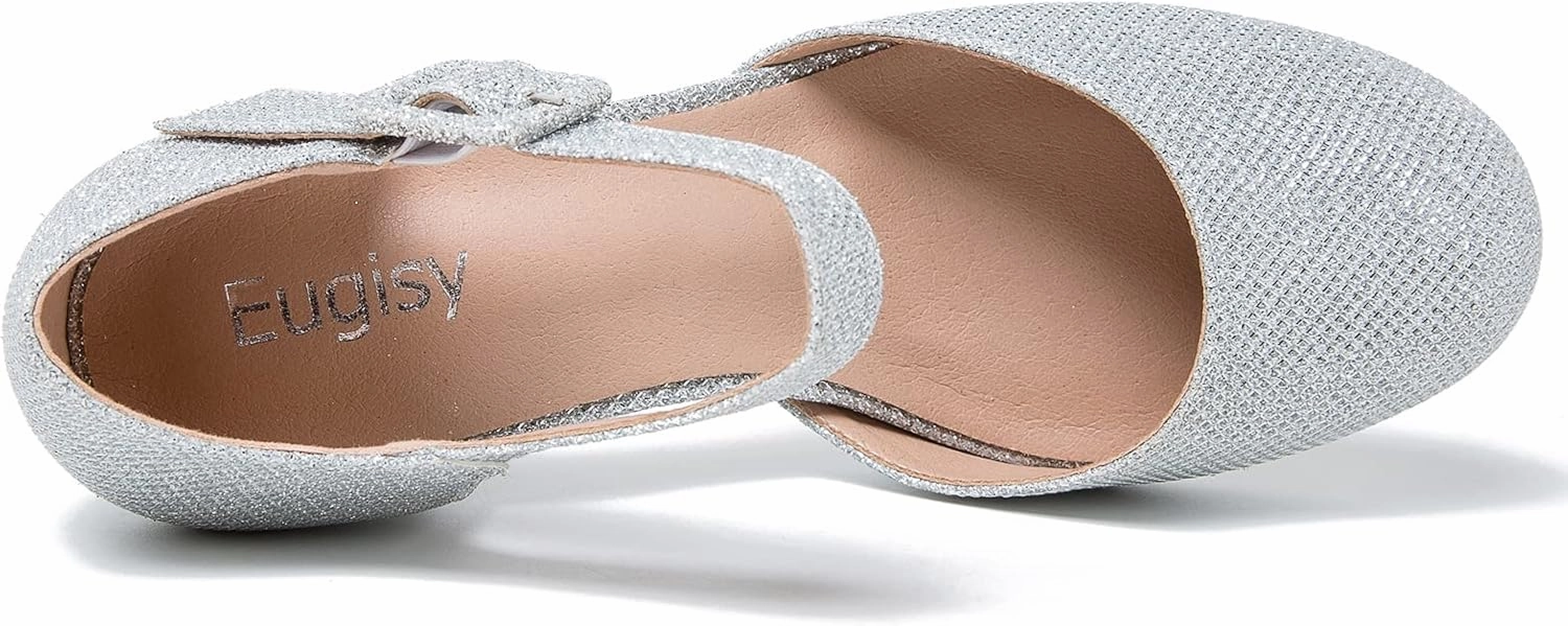 Women's Ankle Strap Pumps Closed Round Toe Buckle Low Chunky Block Heel D'Orsay Sandals Comfortable Dress Wedding Party Office Shoes