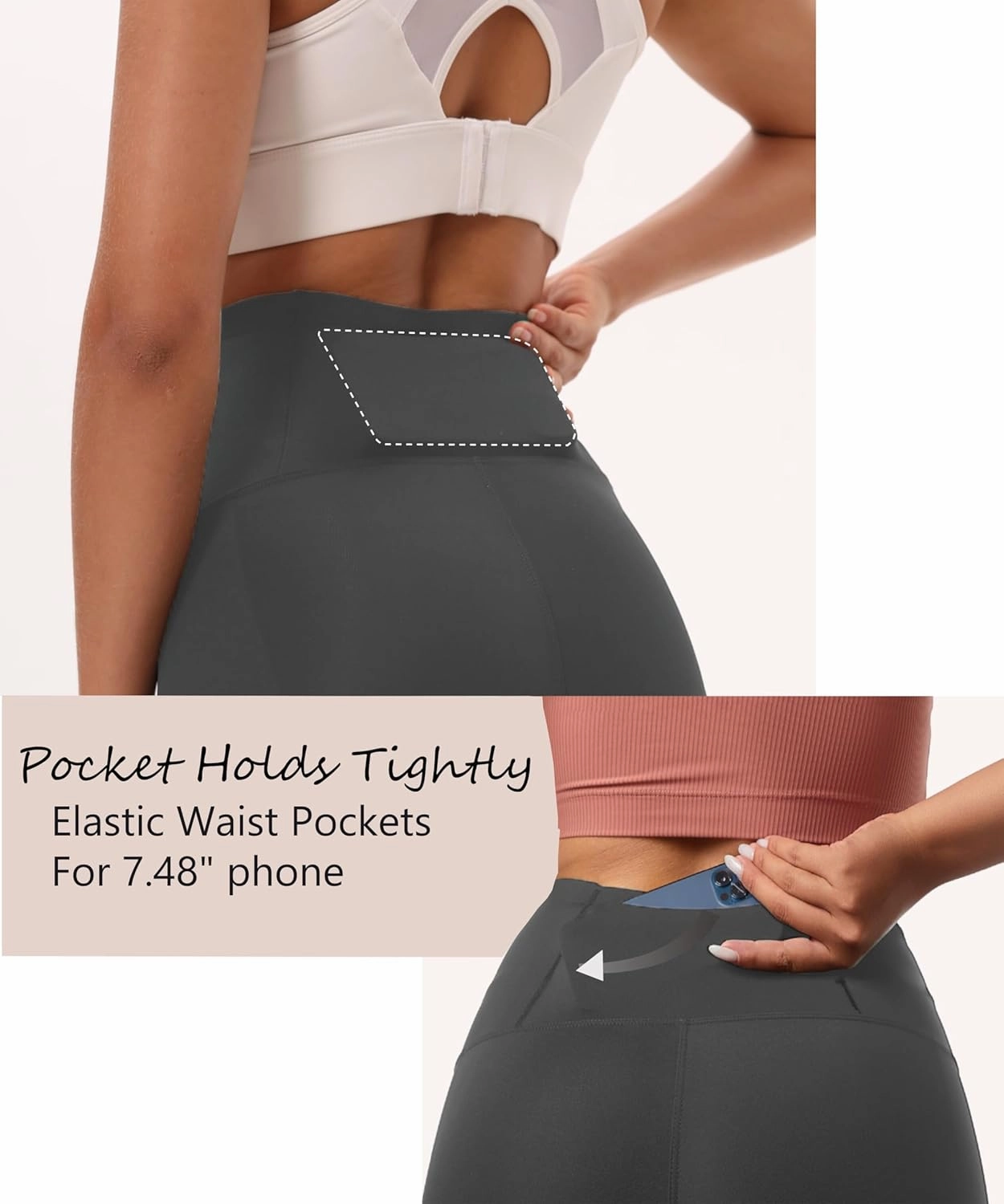 Women's Compression Leggings Butt Lifting Work Out Athletic Gym High Waist Tummy Control Stretchy with Pockets