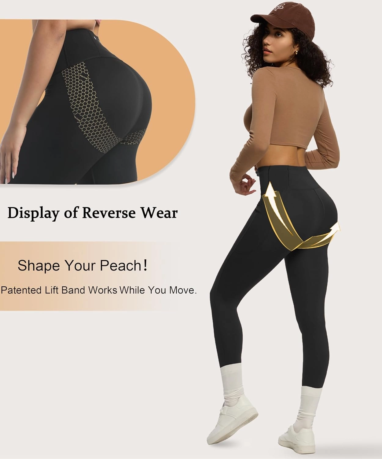 Women's Compression Leggings Butt Lifting Work Out Athletic Gym High Waist Tummy Control Stretchy with Pockets