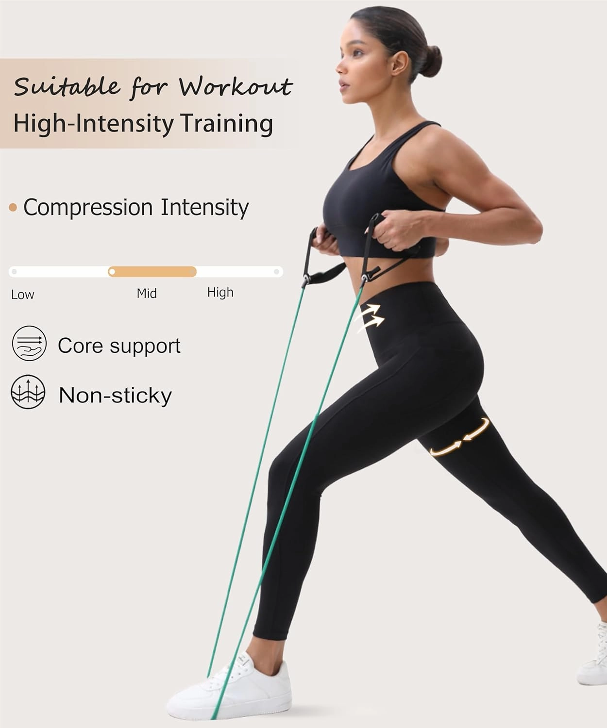 Women's Compression Leggings Butt Lifting Work Out Athletic Gym High Waist Tummy Control Stretchy with Pockets