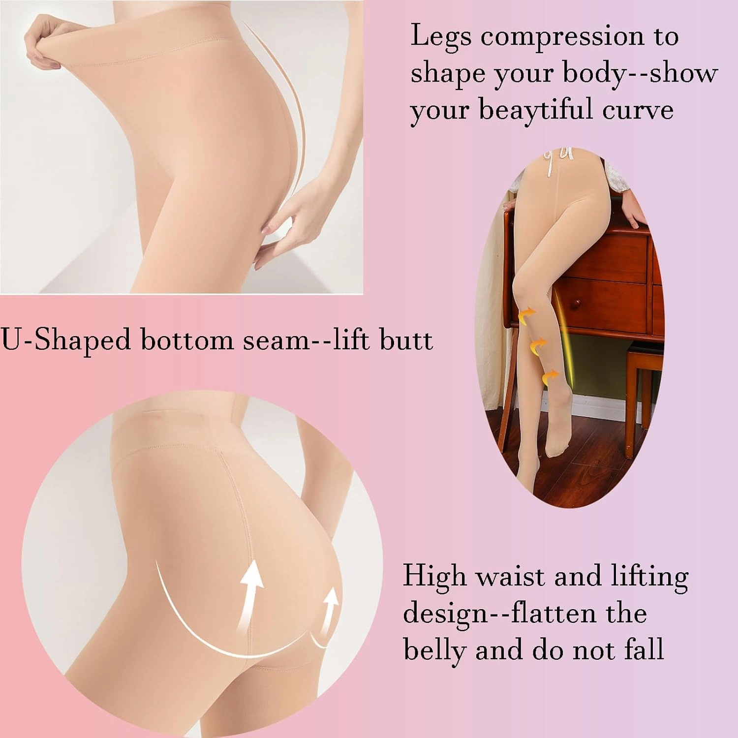 Women's Fleece Lined Winter Warm Opaque Tights Thermal Pantyhose Leggings High Waist Stretchy Tights