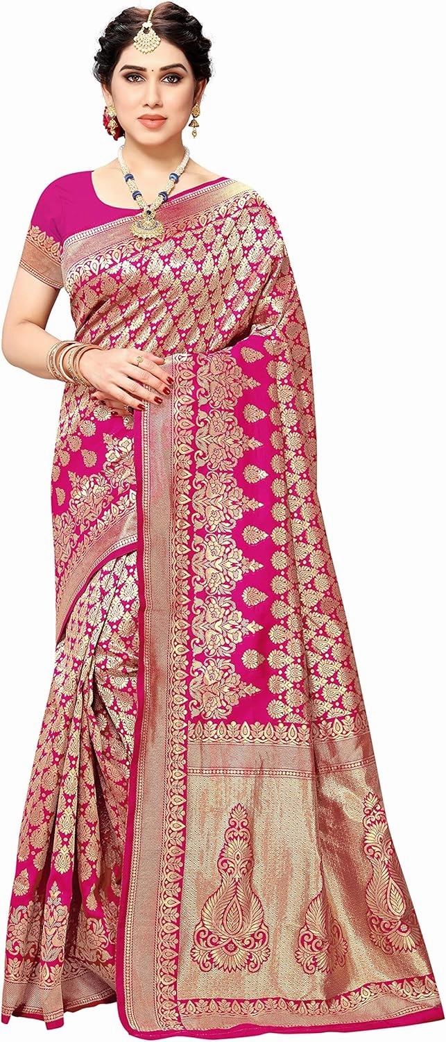 Women's Jacquard Silk Saree with Blouse Piece