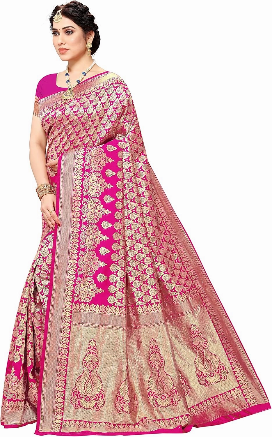 Women's Jacquard Silk Saree with Blouse Piece