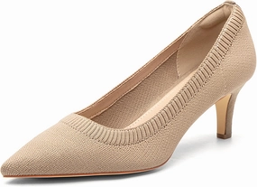 Women's Knit Stiletto Pumps - Summer Breathable Solid Color Pointed Toe High Heels for Work, Parties & Formal Occasions