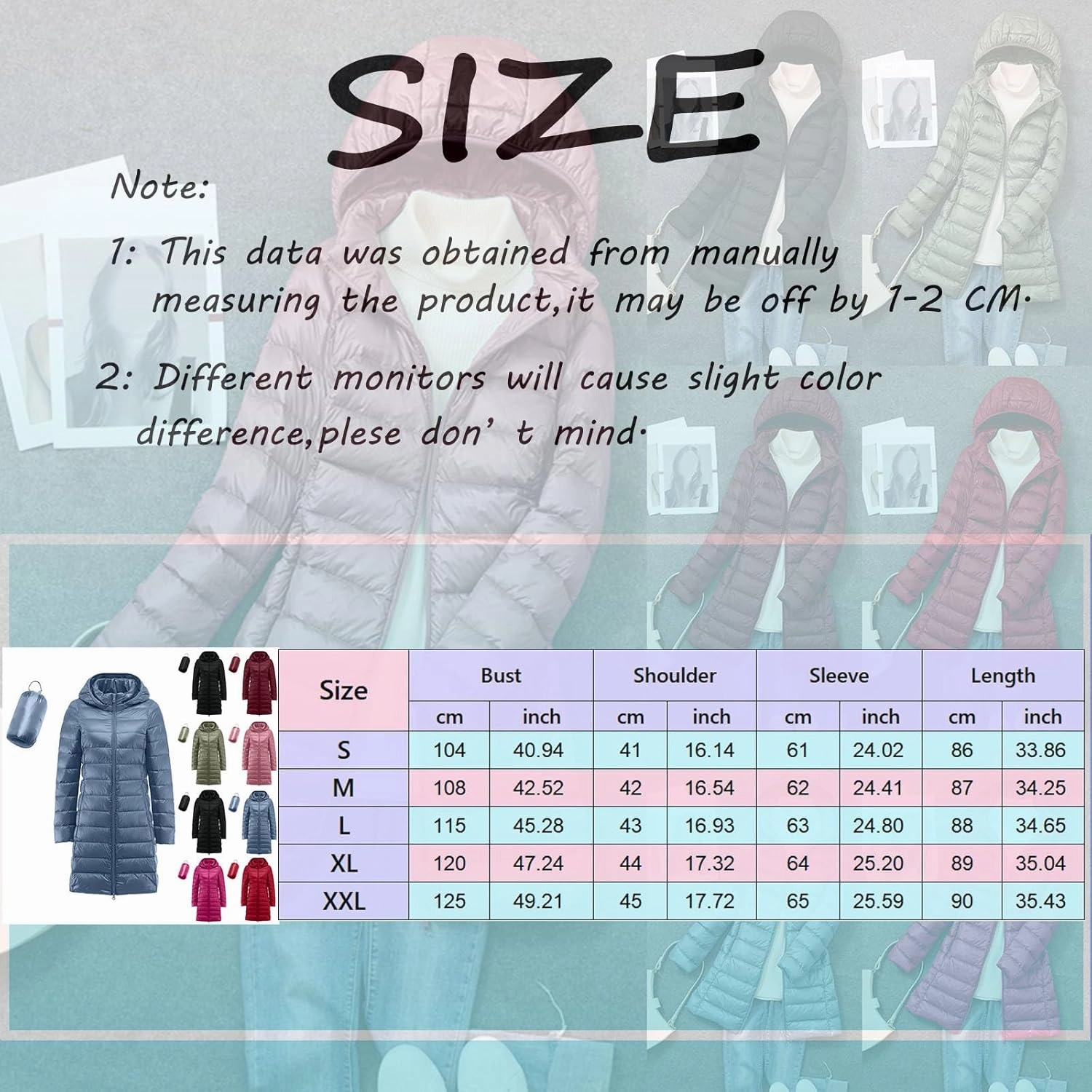 Women's Long Down Coat Packable Puffer Jacket Hooded Winter Ultra Light Quilted Winter Coat with Pocket Outerwear
