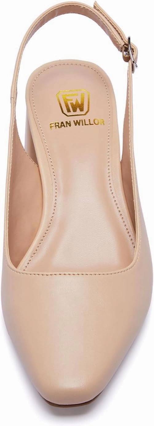 Women's Low Chunky Slingback Heels Square Toe Block Dress Shoes Closed Toe Comfortable Wedding Office Work Pumps