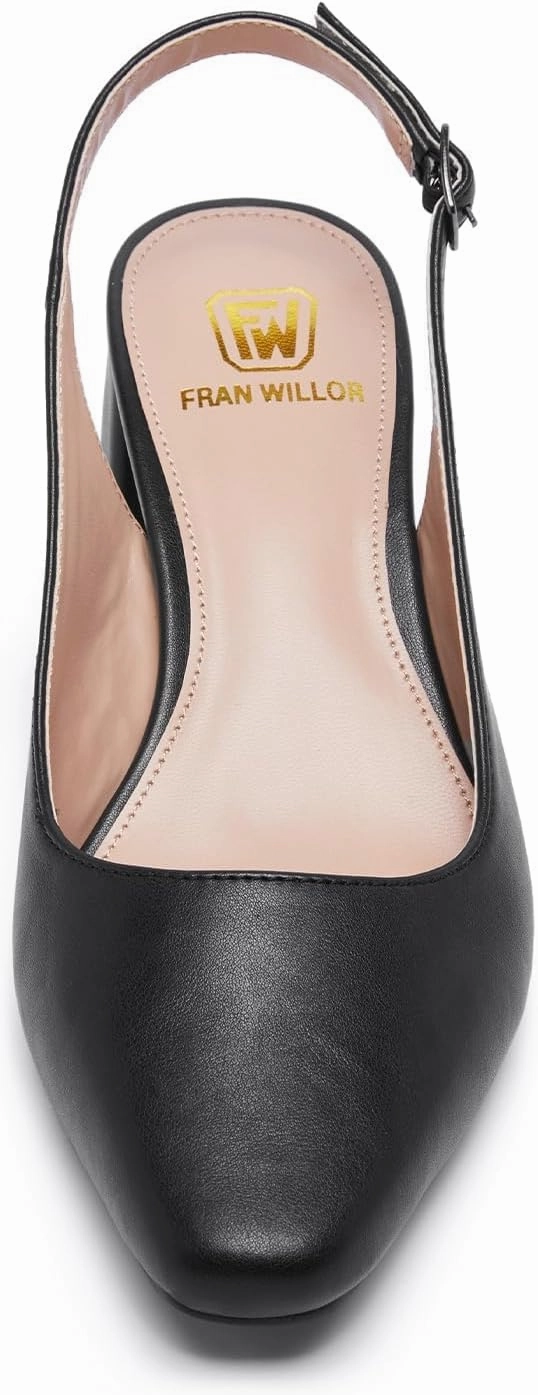 Women's Low Chunky Slingback Heels Square Toe Block Dress Shoes Closed Toe Comfortable Wedding Office Work Pumps