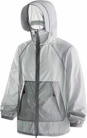 Women’s Outdoor Hiking UV Shirts Summer Sun Protection Jacket Long Sleeve UPF 50  Hooded Coat with Zip Pockets