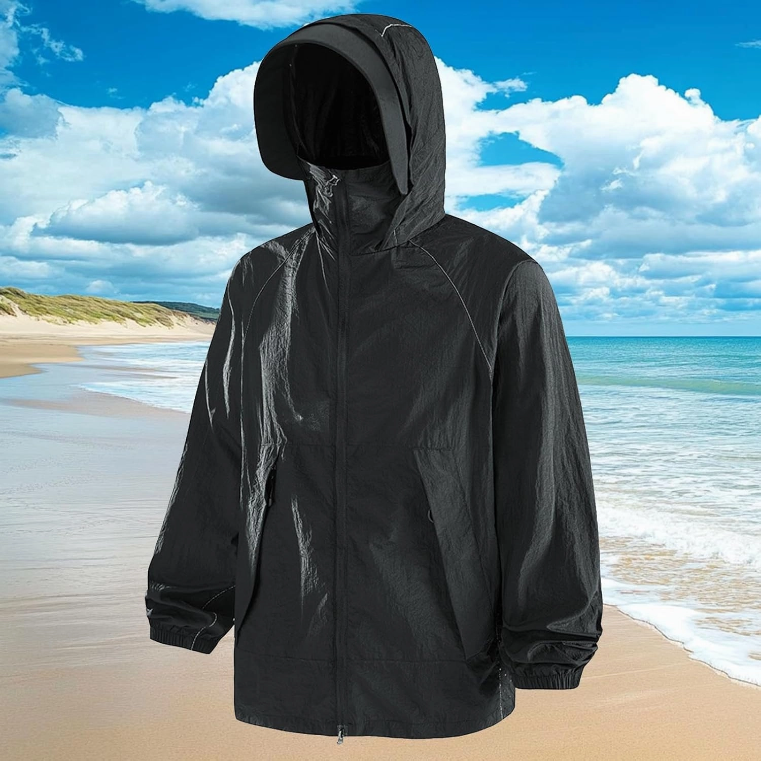 Women’s Outdoor Hiking UV Shirts Summer Sun Protection Jacket Long Sleeve UPF 50  Hooded Coat with Zip Pockets