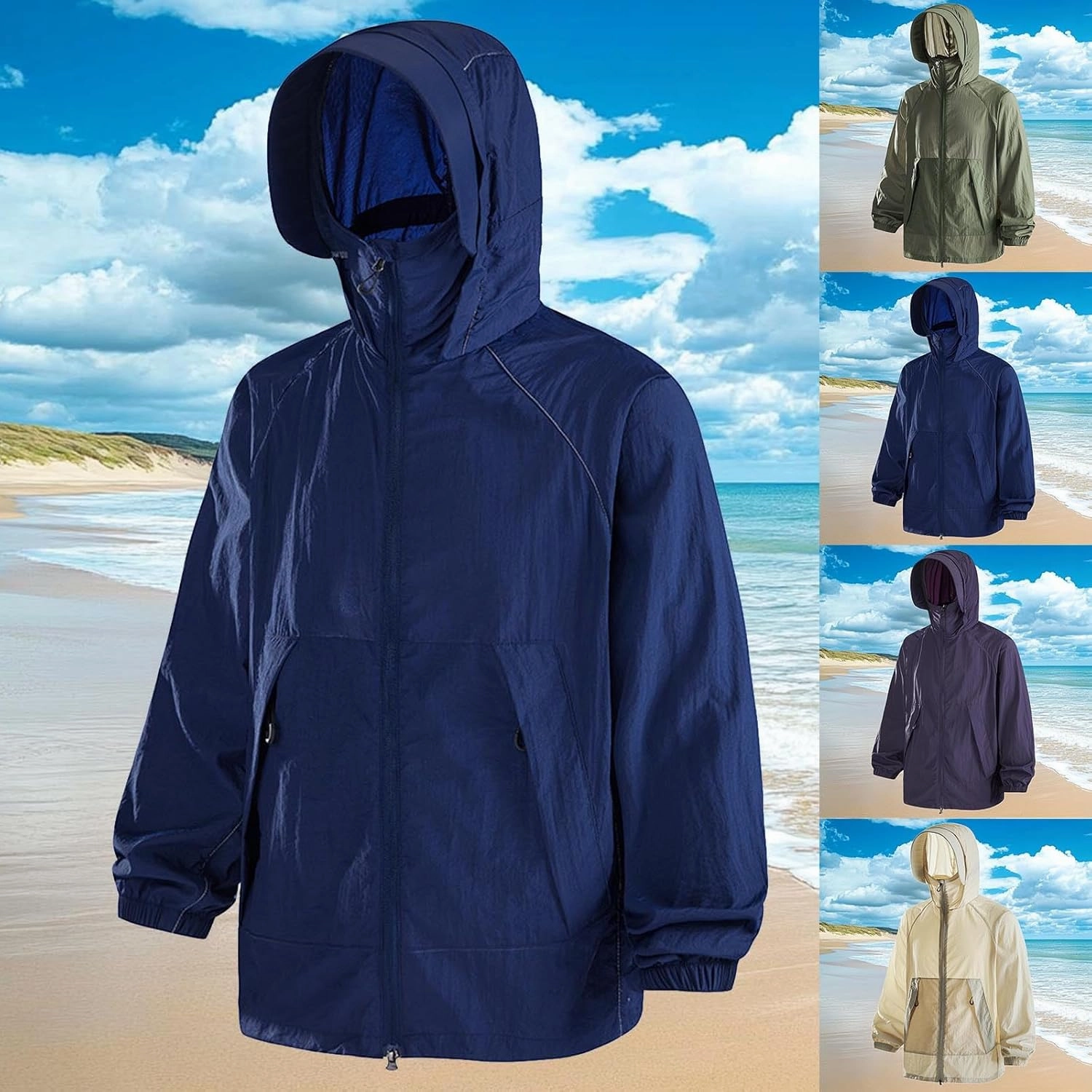 Women’s Outdoor Hiking UV Shirts Summer Sun Protection Jacket Long Sleeve UPF 50  Hooded Coat with Zip Pockets