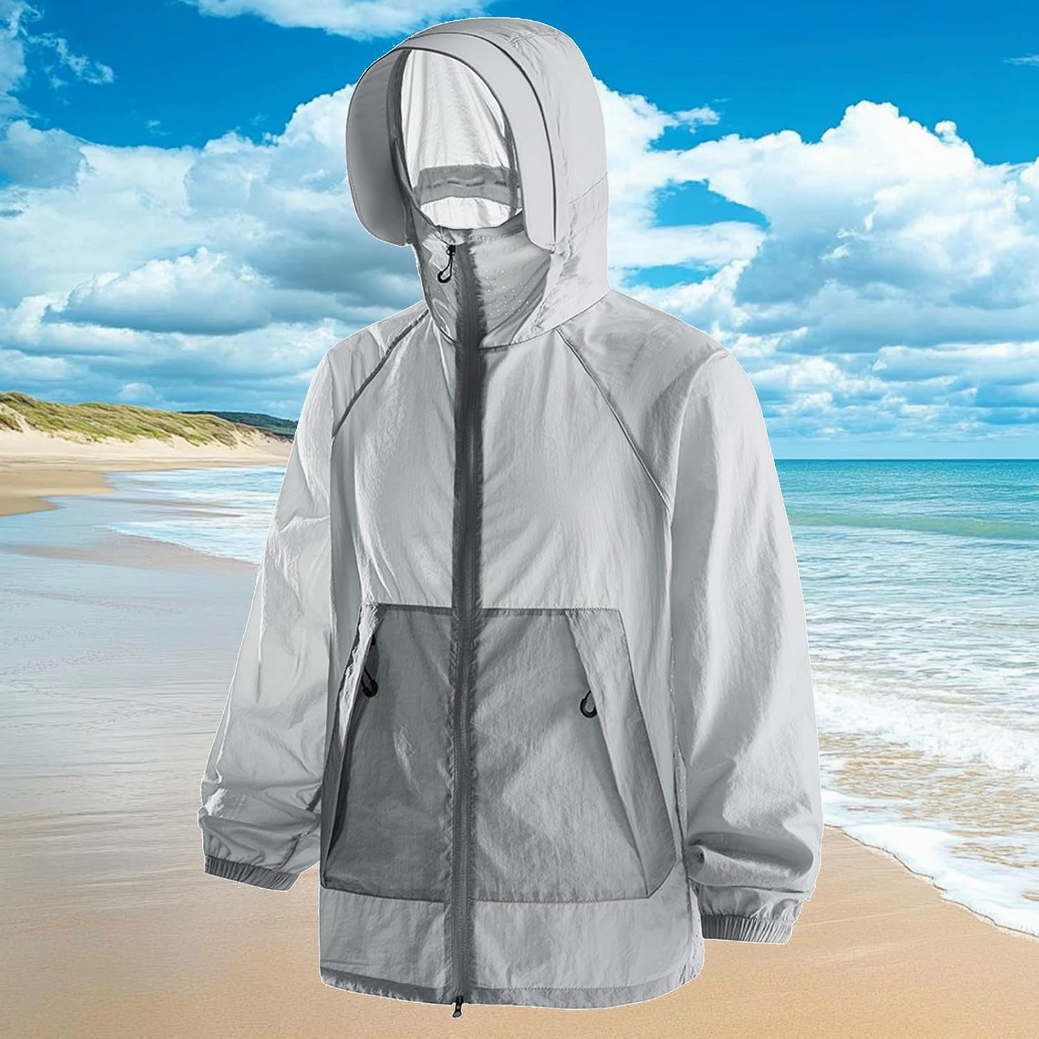 Women’s Outdoor Hiking UV Shirts Summer Sun Protection Jacket Long Sleeve UPF 50  Hooded Coat with Zip Pockets