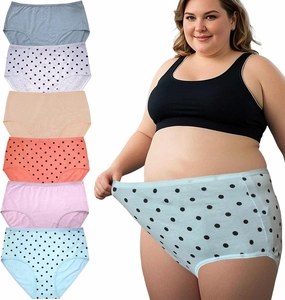 Women's Plus Size XL-5XL Cotton Underwear Panties High Waisted Briefs 6-Pack