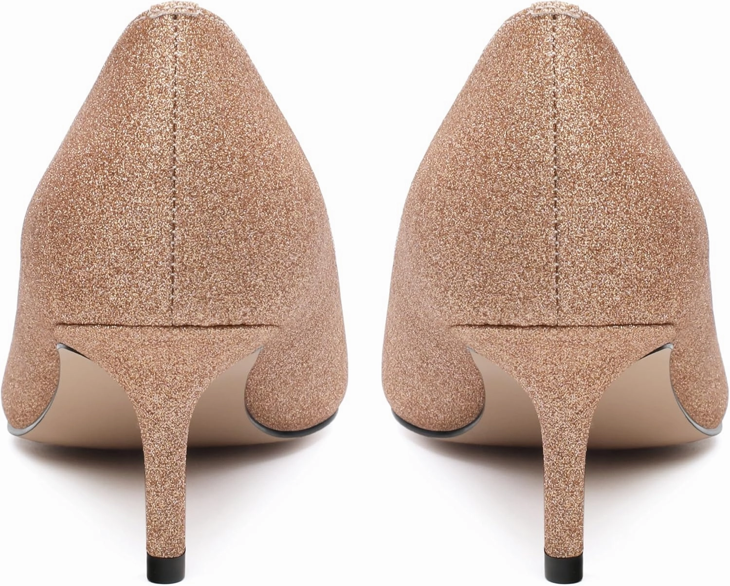Women's Pumps, Pointed Closed Toe Black Gold Kitten Heels for Women, Comfortable 2 Inch Mid Heel Women's Dress Shoes