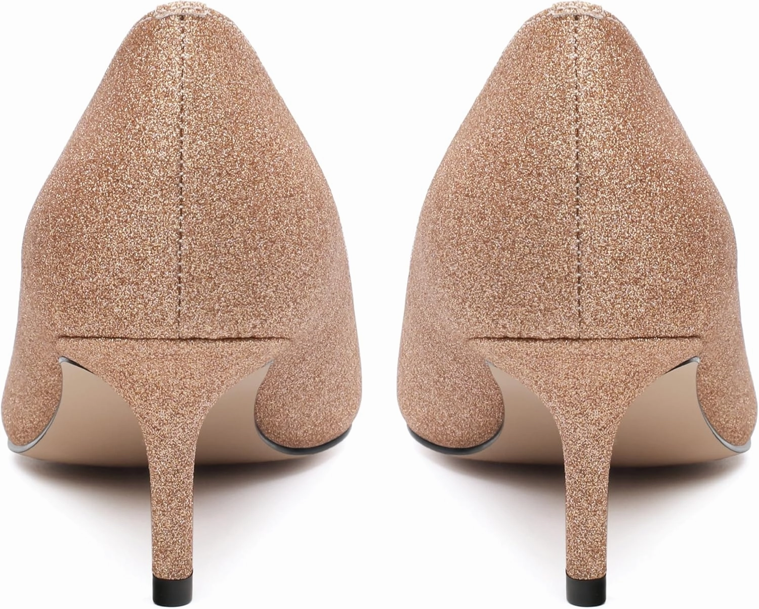 Women's Pumps, Pointed Closed Toe Black Gold Kitten Heels for Women, Comfortable 2 Inch Mid Heel Women's Dress Shoes