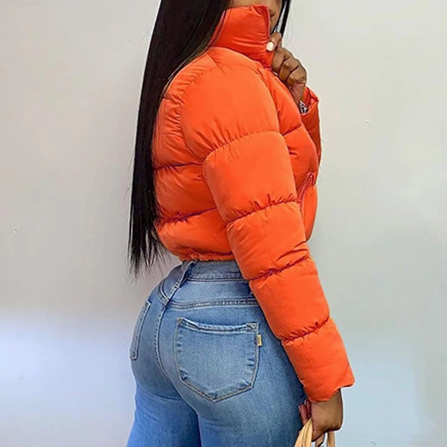 Women's Short Puffer Jackets Cropped Winter Coats Y2k Quilted Jackets Zip Up Padded Stand Collar Outerwear Pockets
