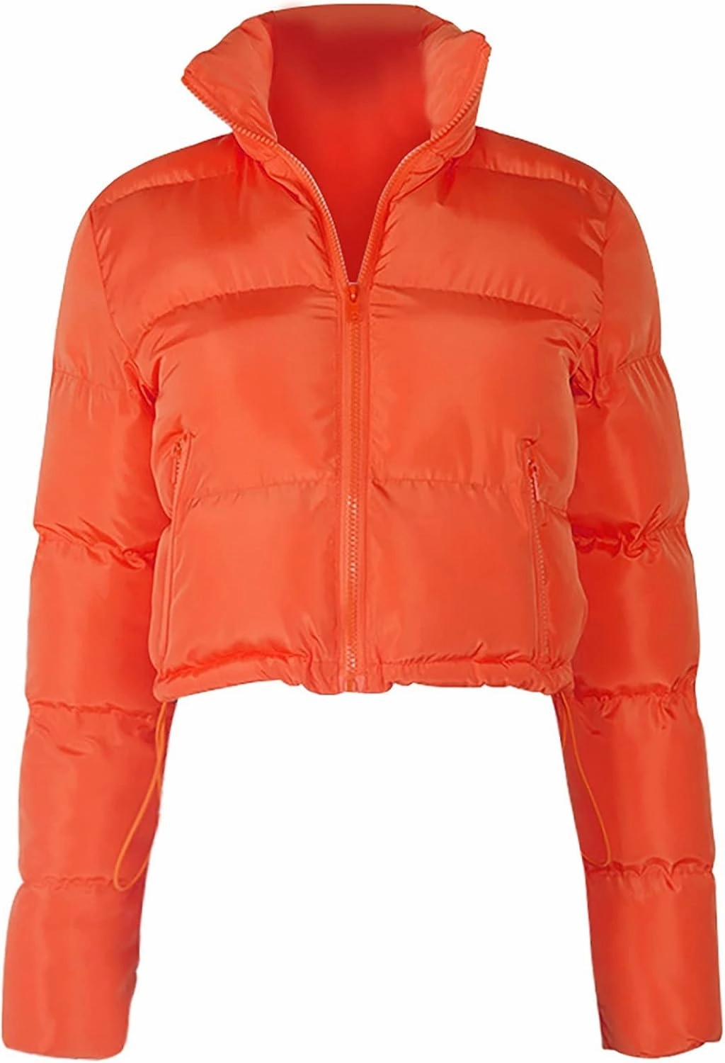 Women's Short Puffer Jackets Cropped Winter Coats Y2k Quilted Jackets Zip Up Padded Stand Collar Outerwear Pockets