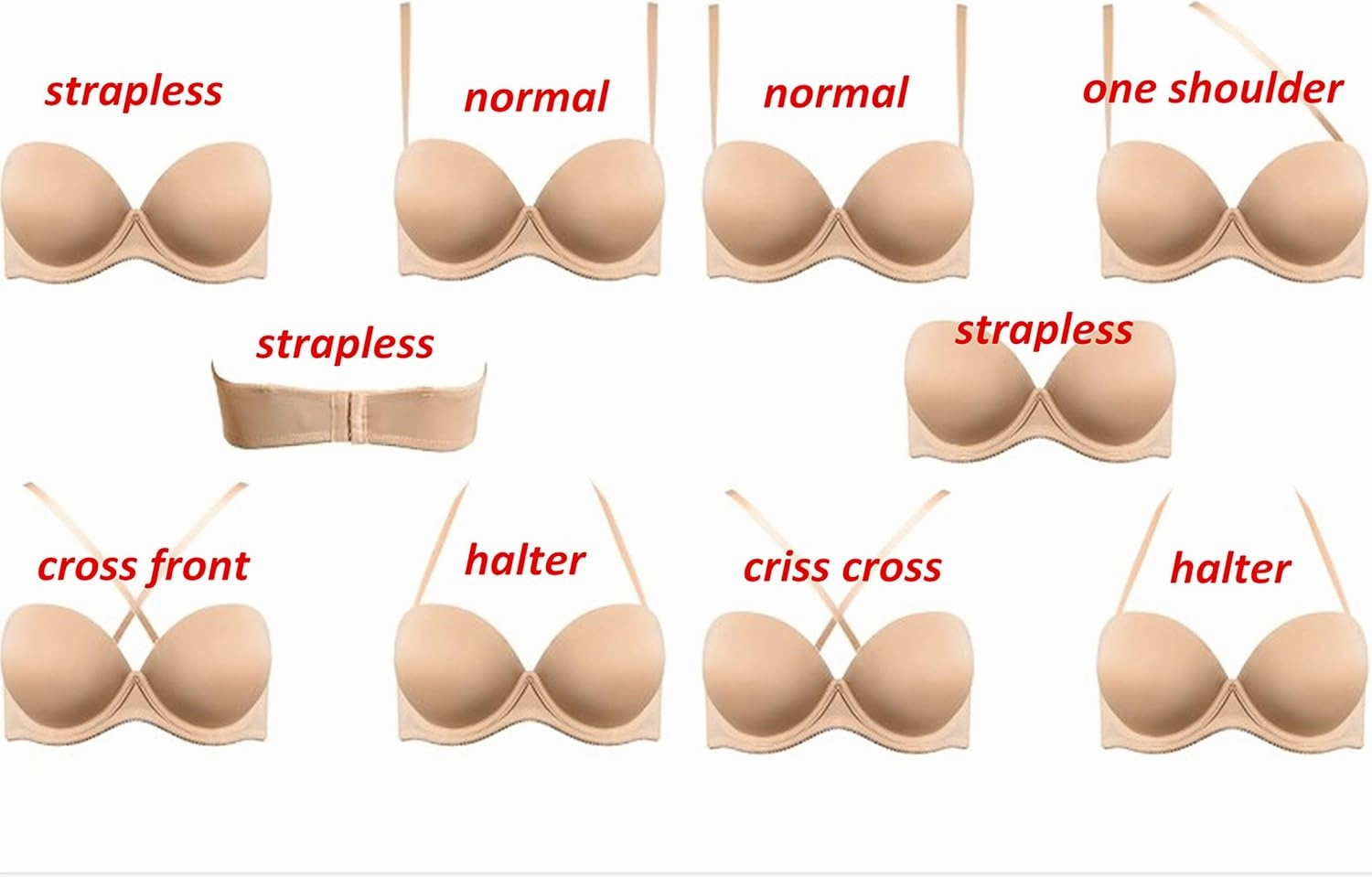 Women's Strapless Push Up Bra Underwired Thick Padded Low Cut T-Shirt Convertible Supportive Bras with Clear Straps