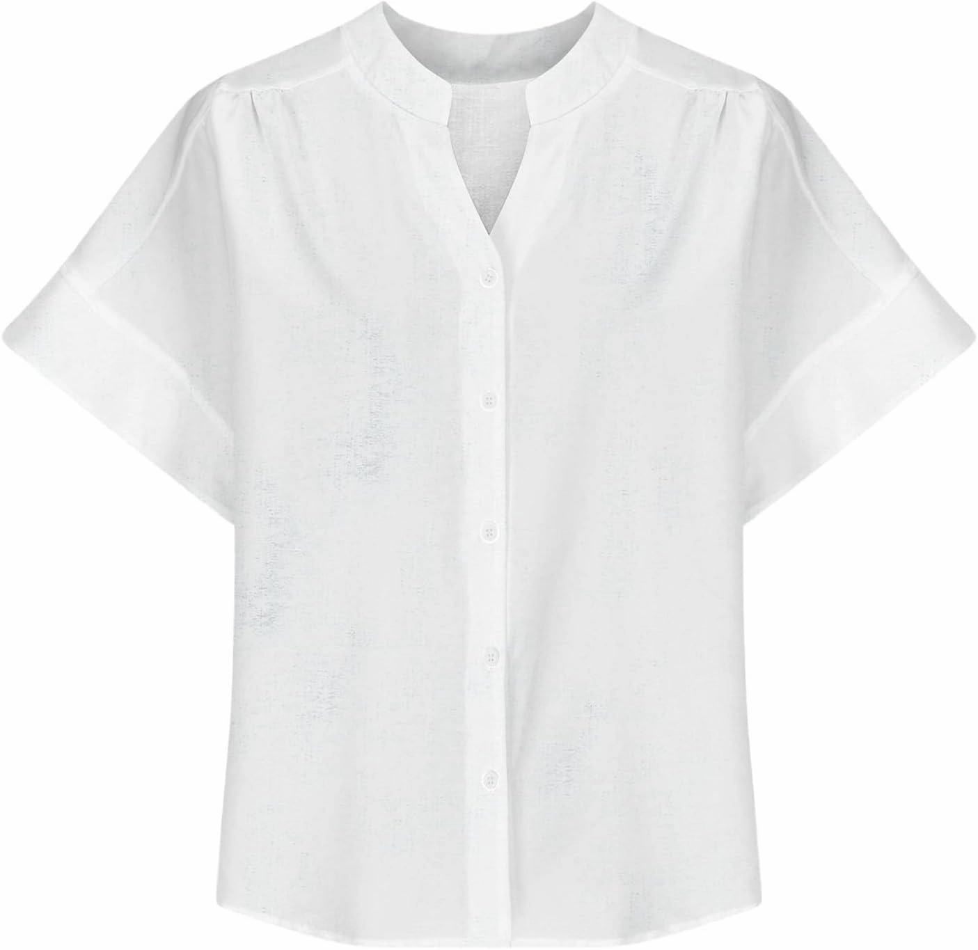 Women's Summer Casual T Shirts Short Sleeve Casual Button Down Shirts Soft Fashion Cotton Blouses Tops with Pocket