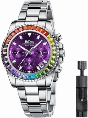 Women Watch Fashion Bling Rhinestone Bezel Calendar Luminous Hands Ladies Quartz Analog Wristwatch Waterproof