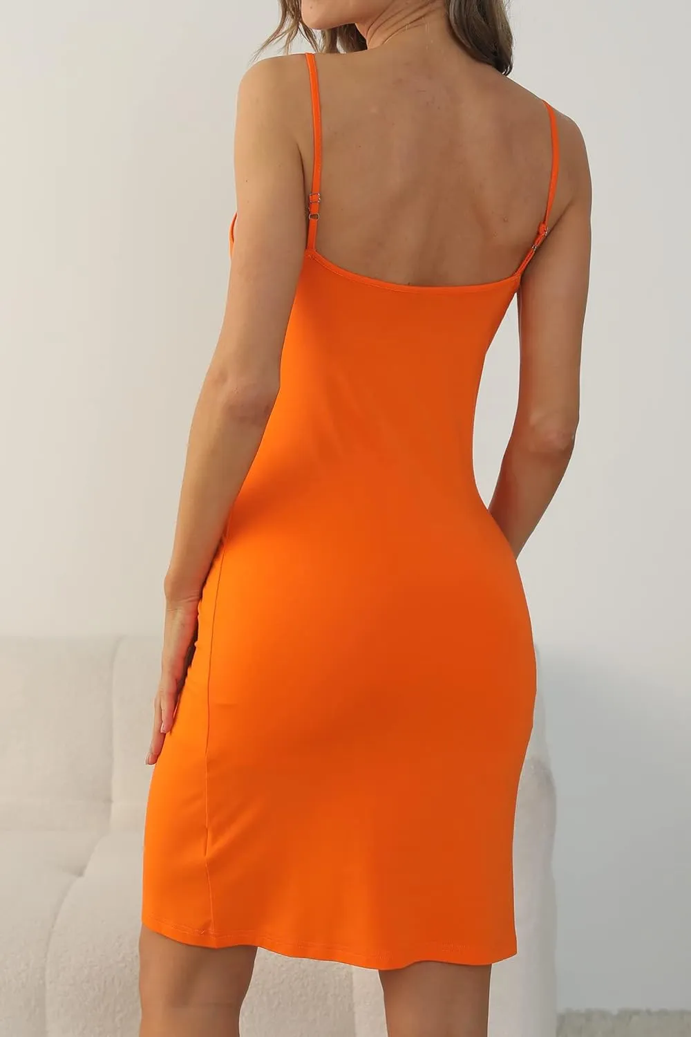 Women's Basic Adjustable Spaghetti Strap Cami Under Mini Slip Dress